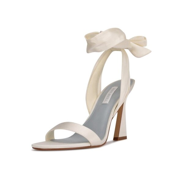 Nine West Womens Kelsie Ankle Wrap Sculpted Heel Sandals White Size 8.5M NIB - Picture 2 of 6